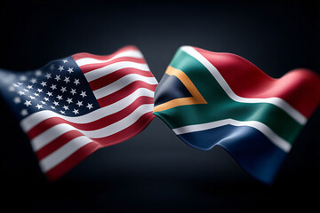 Two flags of different countries waving close together symbolizing cooperation or a partnership 