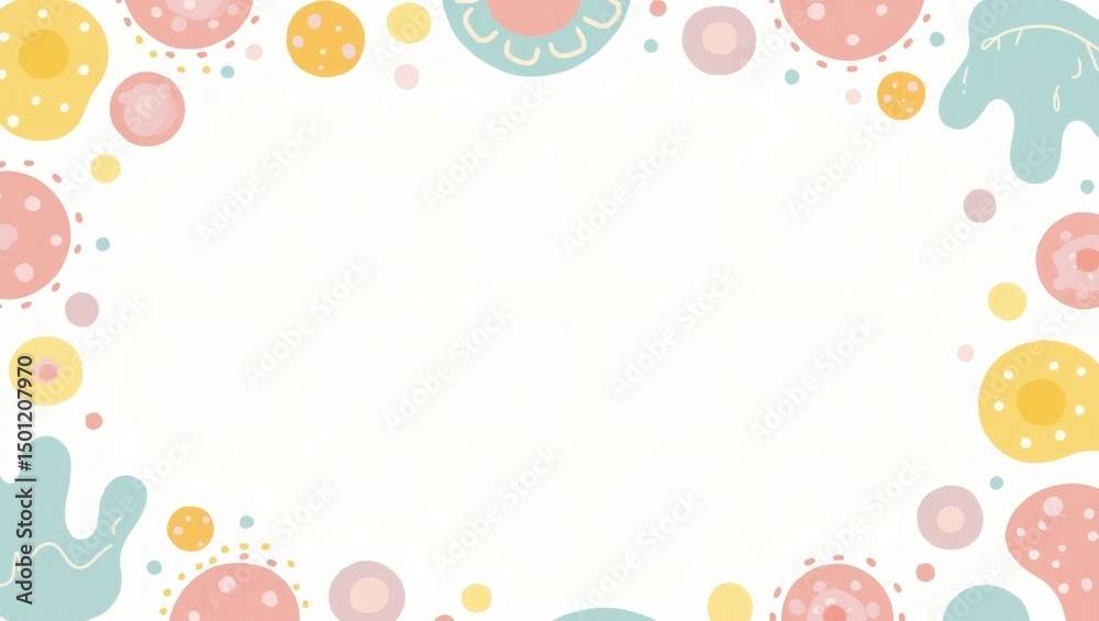 Poster Abstract decorative frame with colorful organic shapes and a central empty space