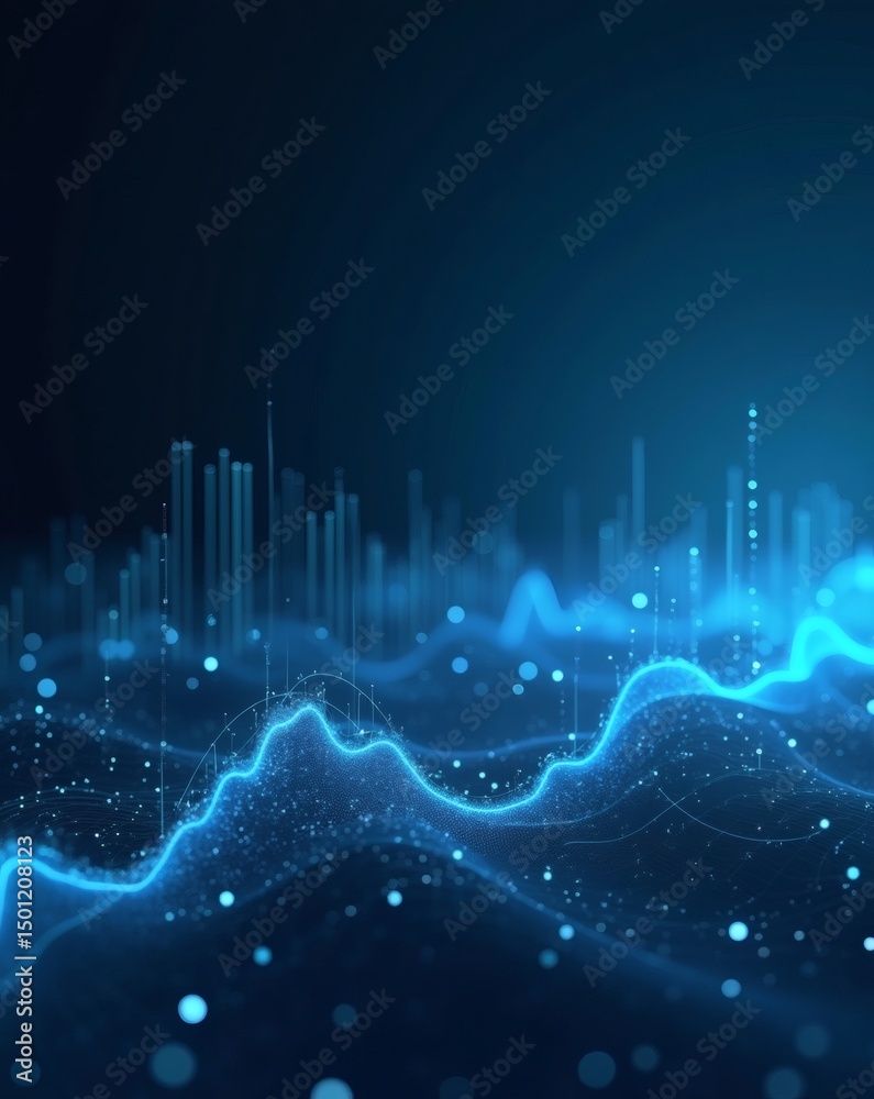 Aufkleber abstract digital landscape of glowing blue lines and shapes representing data, perfect for showcasin