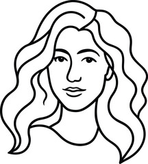 Modern line art face drawing with dark pastel colors, Contemporary female face, Hand drawn outline trendy illustration, Continuous line, minimalistic concept