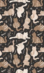 Cute cat themed wallpaper, pattern, fabric