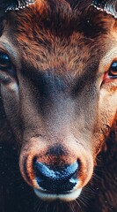 Close-up of a bison's face – powerful wildlife portrait for nature, animal strength, and wilderness-themed projects