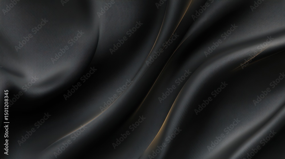 Poster silky black abstract background with elegant waves and soft lighting, perfect for luxury branding, p