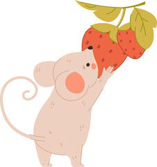Mouse Reaching for Strawberry