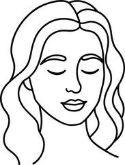 Modern line art face drawing with dark pastel colors, Contemporary female face, Hand drawn outline trendy illustration, Continuous line, minimalistic concept