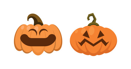 Vector Flat halloween pumpkins collection