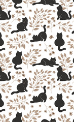 Cute cat themed wallpaper, pattern, fabric