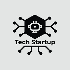 Modern Tech Startup Logo Design with Network Connections