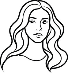 Modern line art face drawing with dark pastel colors, Contemporary female face, Hand drawn outline trendy illustration, Continuous line, minimalistic concept