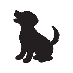 a vector silhouette of a cute dog