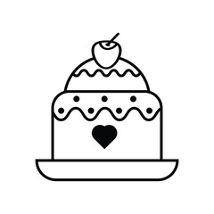 black outline vector illustration of a birthday cake.eps