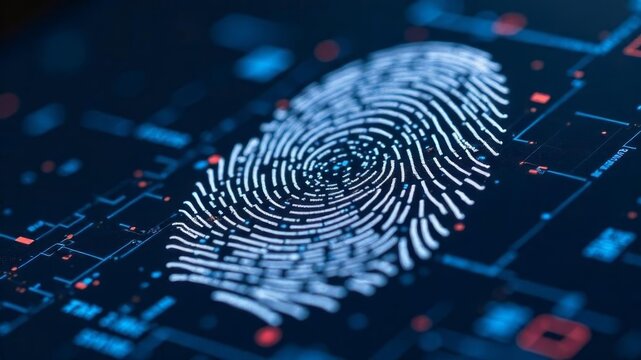 digital fingerprint glowing in neon