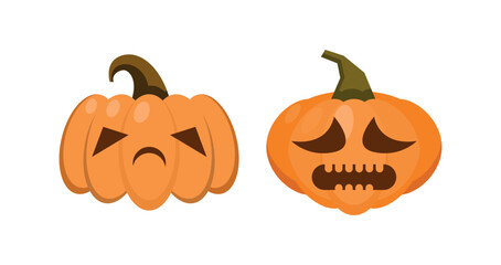 Vector Flat halloween pumpkins collection