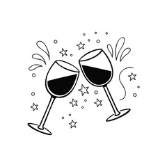 cocktail drink glasses, illustration 