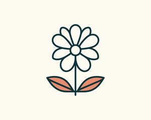 Simple flower emblem with sleek vector art