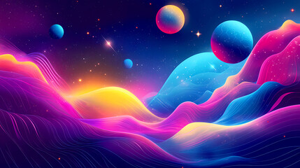 Obraz premium Vivid psychedelic dreamworld with surreal color blends and flowing forms