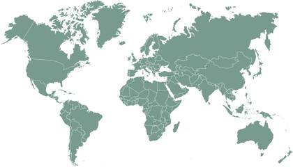 World map. Grey modern vector map. Silhouette map