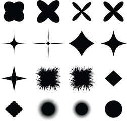 Set of star collection in black color. Star icons on white background.