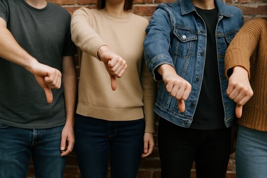 Group expressing disapproval together.