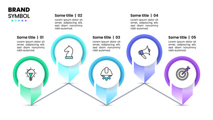 Infographic template. Line with 5 milestones and icons
