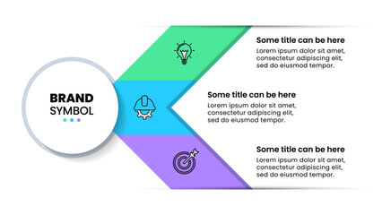 Infographic template. Arrow with three parts and icons