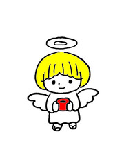 angel with cups red