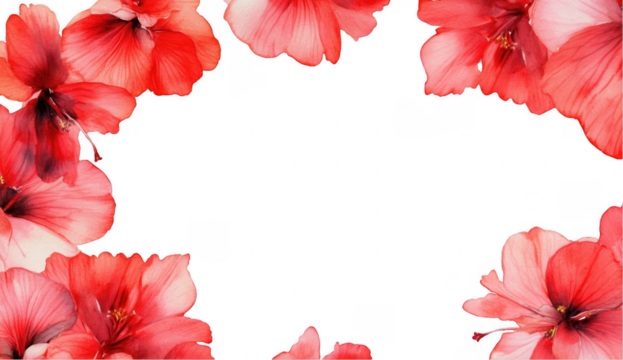 Red Flower Frame, Floral Border, Blank Space - Powered by Adobe