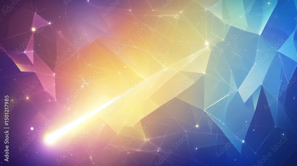 Leinwandbilder low-poly comet shooting through digital space, perfect for tech and data visuals.