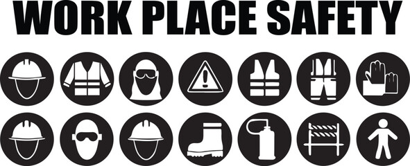 Workplace Safety Icons in Flat Linear Modern Minimal Design