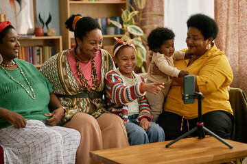 Family Bonding while Snapping Photo on Phone at Home