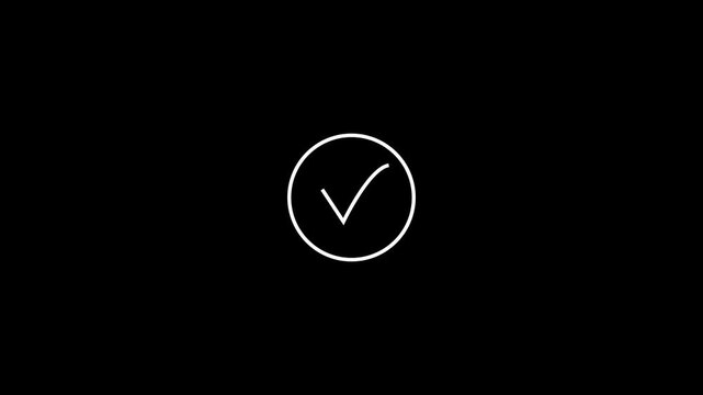 Glowing neon line check icon set animation 4k video and black background.