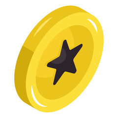 A colored design icon of casino token