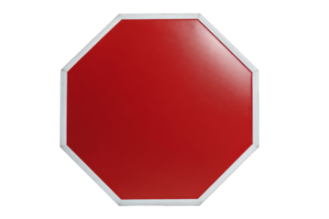 Red octagon w/white edge isolated on transparent background