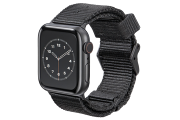 Dark smart watch, strap isolated on transparent background