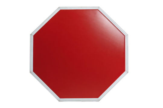 Red octagon w/white edge isolated on transparent background