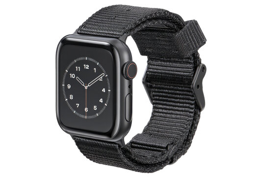 Dark smart watch, strap isolated on transparent background