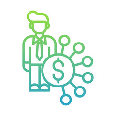 Business Person with Financial Network Icon