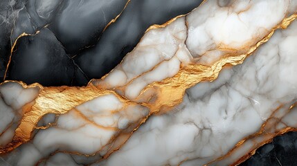 Gold veins streak across dark and light marble