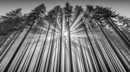 Sunlight piercing a misty forest (3)