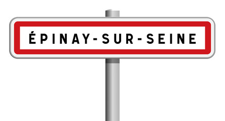 Panneau d'entrée de ville de Épinay-sur-Seine, Seine-Saint-Denis, Île-de-France