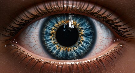 Close Up of a Human Eye With Blue Iris