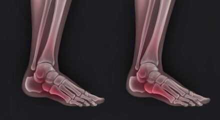 Human Foot Anatomy with Red Highlighting