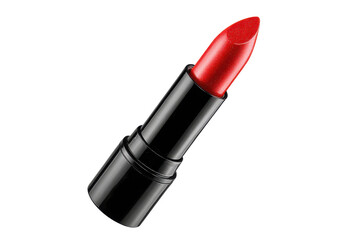 Red lipstick, black tube isolated on transparent background