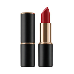 Obraz premium Red lipstick and lid isolated on transparent background