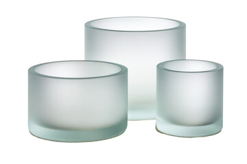 Frosted glass cylinders isolated on transparent background