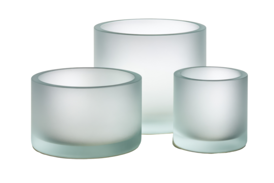 Frosted glass cylinders isolated on transparent background