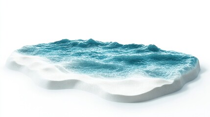 3D model of a small island with turquoise waves and white sand