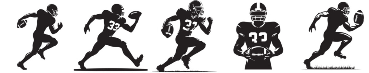 vector silhouette of american football athlete