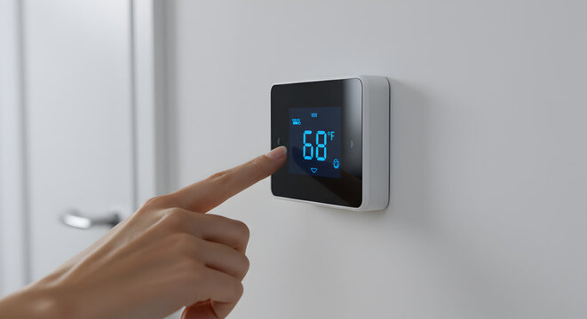 Smart thermostat temperature control adjusting home automation hvac system energy efficiency setting comfort