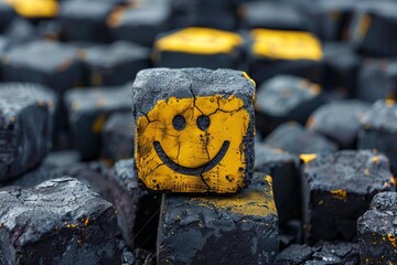 Cracked cube showing optimism in a grey world